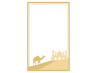 Mosque Ramadan Camel Frame Illustration