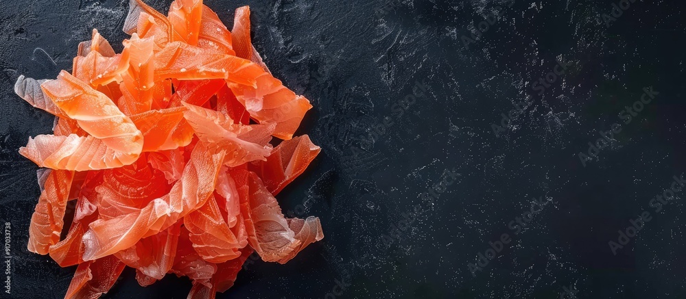 Poster Surimi derived crab sticks with a seafood copy space image
