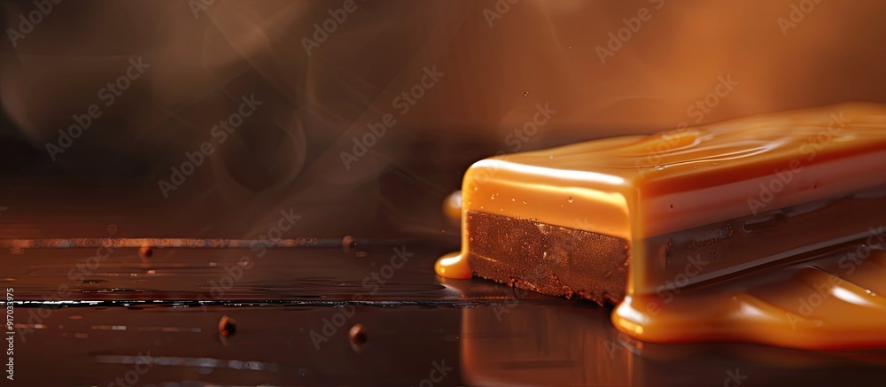 Poster candy bar featuring a luscious caramel layer ideal for advertising with a copy space image