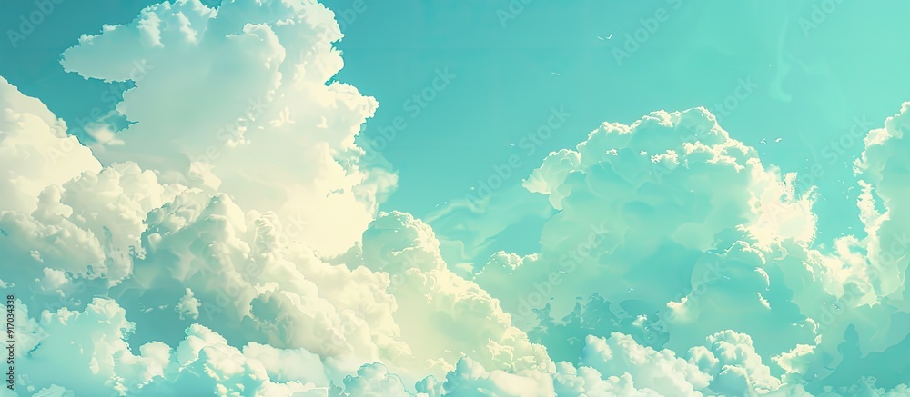 Leinwandbilder sunny day sky with fluffy white clouds is a nature background for design suitable for wallpapers or 