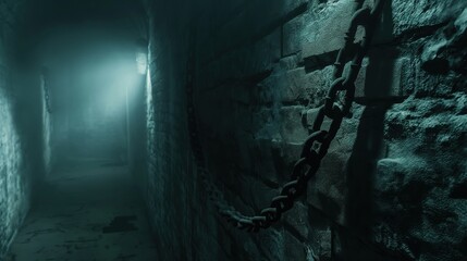 Dark Brick Tunnel with Chain.