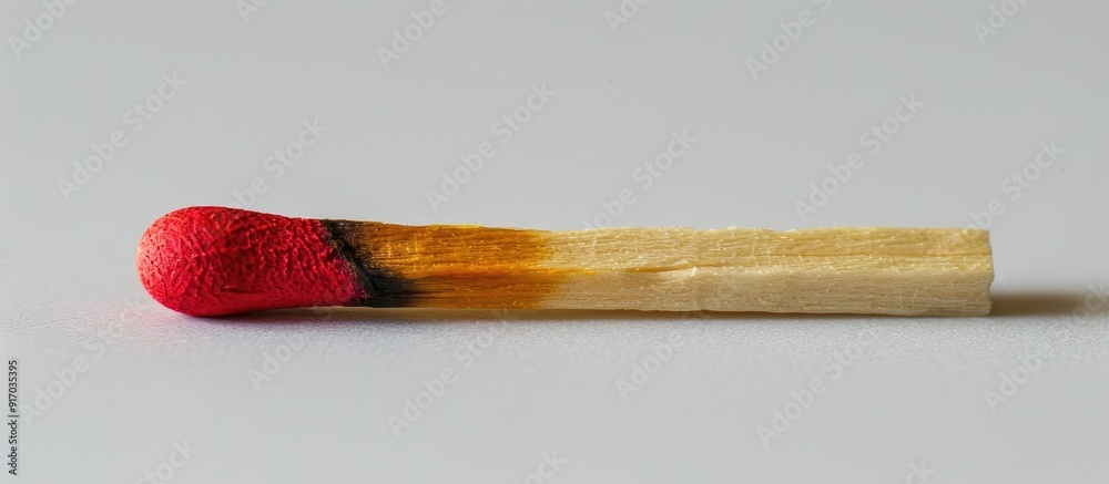 Fototapete capture the focal point of a matchstick against a plain white background in a copy space image