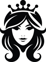 Silhouette of a girl with a crown on her head. Beauty salons and hair care symbols of princesses and Queen