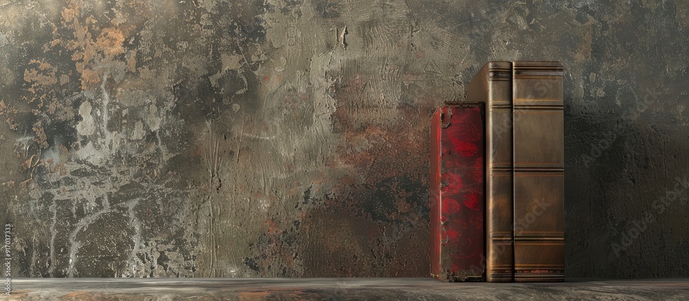 Poster vintage books on a blank backdrop with copy space image