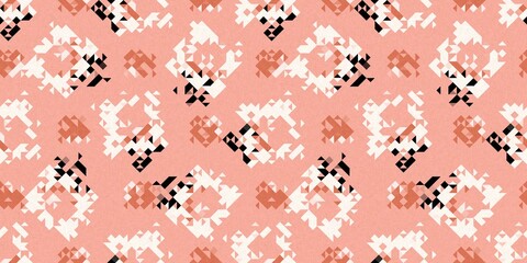 Simple glitch geometric seamless abstract border with playful woven summer color. Bright whimsical gender neutral bold irregular shape textile Cotton effect banner