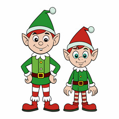 Christmas Cartoon Character Illustrations with Elves