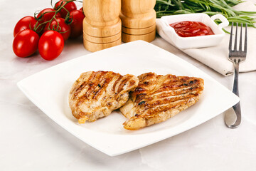Grilled pork steak with sauce