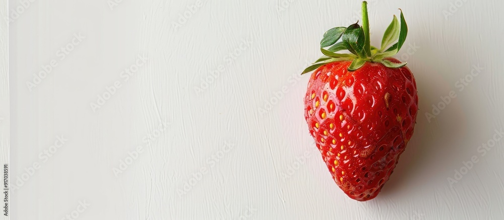 Poster Close up of a strawberry with copy space image on a white background