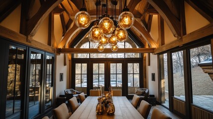 Obraz premium Rustic Dining Room with Warm Lighting