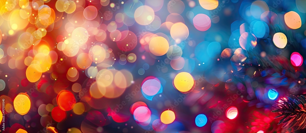 Aufkleber Bokeh background with abstract holiday lights for copy space image