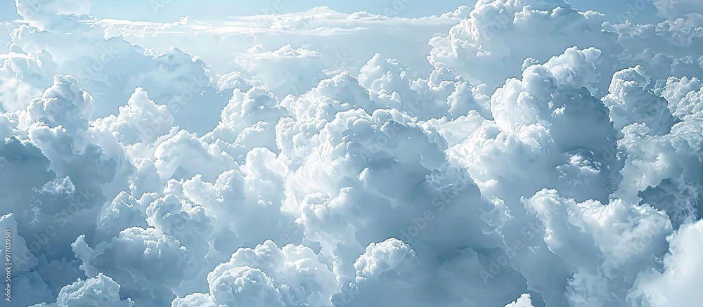 Aufkleber Cloudy weather with cumulus clouds in the sky creates an ideal abstract background for design with copy space image