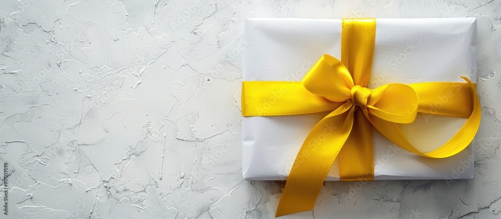 Aufkleber enveloped gift with a bright yellow ribbon suitable for a special occasion perfect for cards or a no