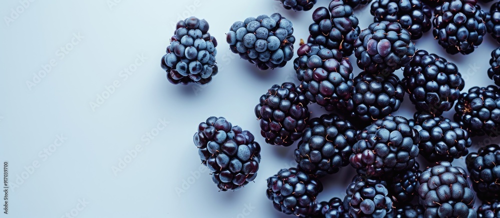 Aufkleber Top view of a fresh blackberry on a white background ideal for adding text in the available copy space image