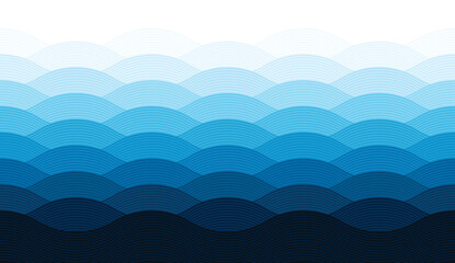 Blue waves, seamless, abstract, gradual background illustrate the sea or ocean water surface