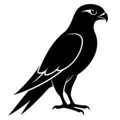 Kestrel isolated on white background, Kestrel vector illustration, bird on a branch vector art, Kestrel silhouette, bird vector icon, Kestrel on a branch line art, eps
