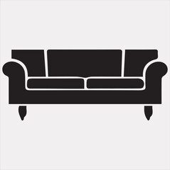 Sofa icon vector silhouette on a white background