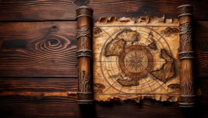 antique clock and map