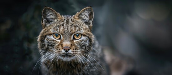 Close up portrait photography of a wild cat with copy space image