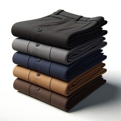 Jeans trousers stack on white background
