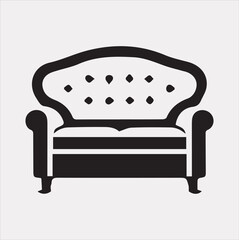 Sofa icon vector silhouette on a white background