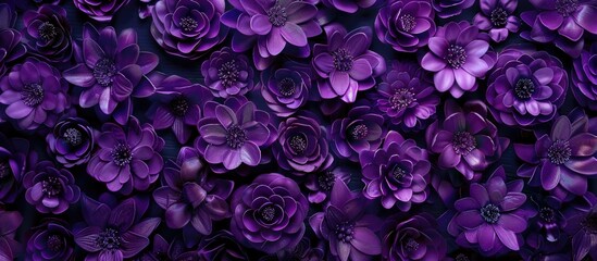 Naklejka premium A stunning display of purple plastic flowers with intricate decoration perfect for a copy space image