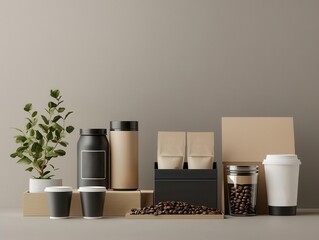 Coffee subscription box, premium packaging, flat design illustration