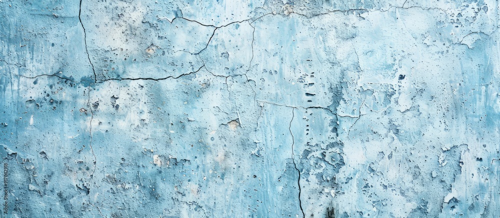 Leinwandbilder old fashioned wall pattern with a retro aesthetic featuring a blue cement texture plaster and scratc