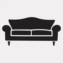 Sofa icon vector silhouette on a white background