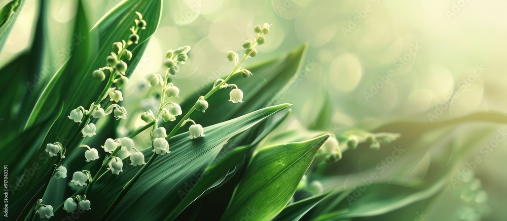 Poster a beautiful lily of the valley with copy space image