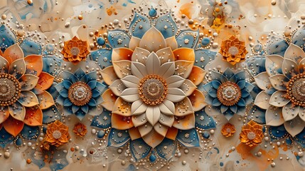Boho mandalas watercolor design, intricate patterns, earthy browns, soft pastel shades, detailed mandala elements, seamless pattern, serene and elegant, hd quality, natural look. 