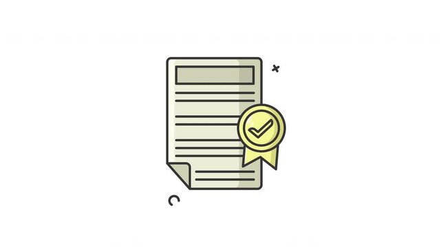 certificate animated icon motion graphic, certificate for business icon animation video