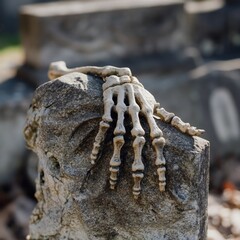 Skeleton Hand on Stone. Culture and Reli