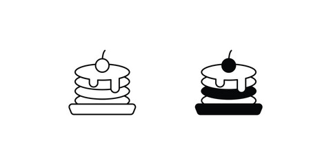 pan cake set icon with white background vector stock illustration