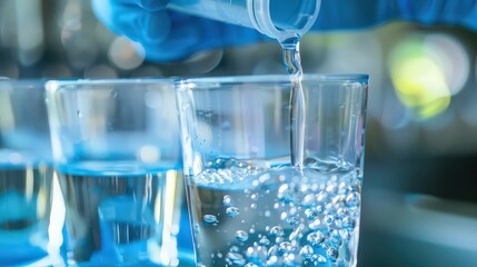 A close-up of a water quality testing kit, showing a technician ensuring the safety and cleanliness of drinking water.
