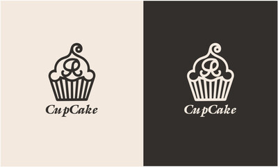 Simple outline cupcake vector icon. Cupcake illustration for web, mobile apps, design. Cupcake vector symbol.