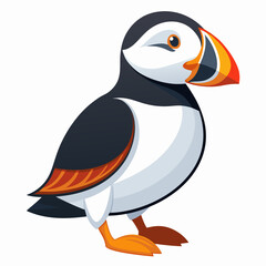 Puffin isolated on white background, Puffin vector illustration, bird on a branch vector art, Puffin silhouette, bird vector icon, Puffin on a branch line art, eps