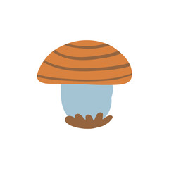 Simple, cute mushroom illustration with earthy tones and a playful design. Ideal for autumnal themes, nature-inspired art, and forest or woodland decor.