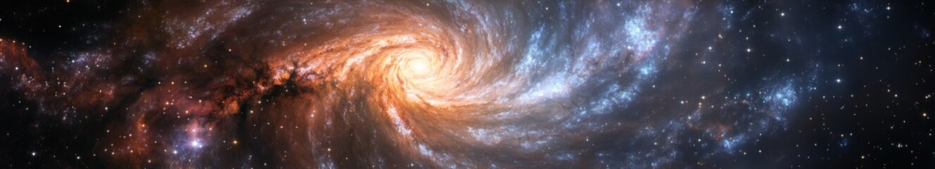 Fototapeta premium Captivating Spiral Galaxy Vortex: An Astronomical Photograph Featuring Intricate Details of Stars and Nebulae for Space Theme Projects and Research