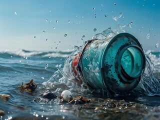 Ocean Buoy Crashing into the Waves