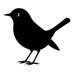 Warbler isolated on white background, Warbler vector illustration, bird on a branch vector art, Warbler silhouette, bird vector icon, Warbler on a branch line art, eps