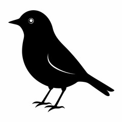 Warbler isolated on white background, Warbler vector illustration, bird on a branch vector art, Warbler silhouette, bird vector icon, Warbler on a branch line art, eps