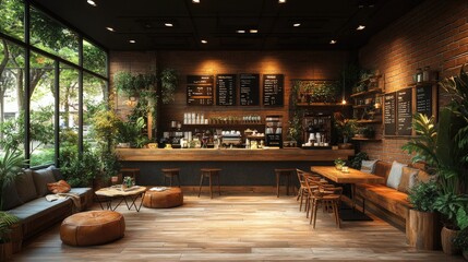 Podium in Cozy Chic Coffee Shop with Rustic Decor