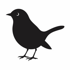 Warbler isolated on white background, Warbler vector illustration, bird on a branch vector art, Warbler silhouette, bird vector icon, Warbler on a branch line art, eps