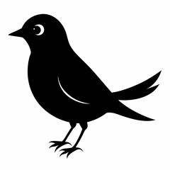 Warbler isolated on white background, Warbler vector illustration, bird on a branch vector art, Warbler silhouette, bird vector icon, Warbler on a branch line art, eps