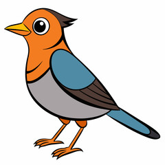 Warbler isolated on white background, Warbler vector illustration, bird on a branch vector art, Warbler silhouette, bird vector icon, Warbler on a branch line art, eps