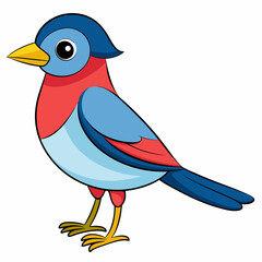 Warbler isolated on white background, Warbler vector illustration, bird on a branch vector art, Warbler silhouette, bird vector icon, Warbler on a branch line art, eps