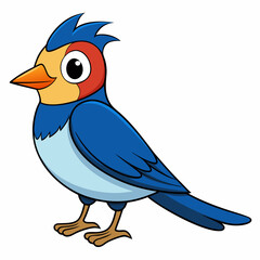 Warbler isolated on white background, Warbler vector illustration, bird on a branch vector art, Warbler silhouette, bird vector icon, Warbler on a branch line art, eps