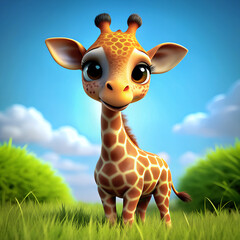 Whimsical Giraffe: Cute Cartoon Fantasy Animation for Kids