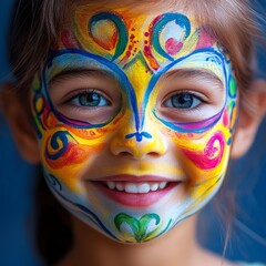 Little Girl Enjoys Halloween Face Painting