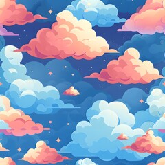 Obraz premium Colorful, whimsical clouds in a dreamy sky pattern.
